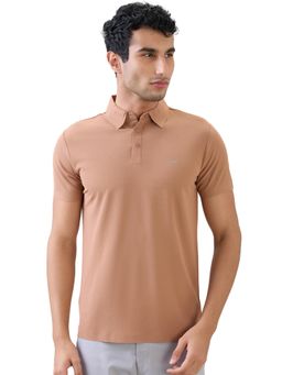Park Avenue - Peach Slim Fit Half Sleeve Polo T-Shirt