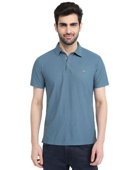 Park Avenue - Blue Slim Fit Half Sleeve Polo T-Shirt