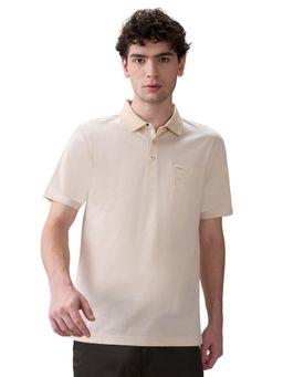 Park Avenue - Beige Slim Fit Half Sleeve Polo T-Shirt