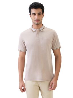 Raymond - Light Brown Regular Fit Half Sleeve Polo T-Shirt