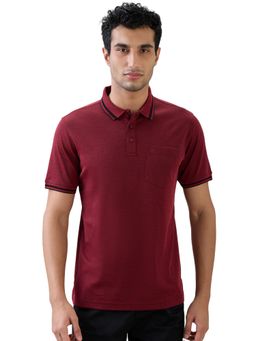 Raymond - Maroon Regular Fit Half Sleeve Polo T-Shirt