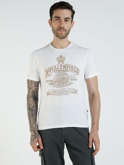 Royal Enfield - White Cotton Jersey Regular Fit T-Shirt