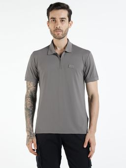 Royal Enfield - Grey Zipper Polo T-Shirt