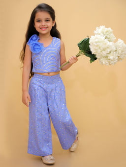 Lil Drama - Bollywood Tadka Blue Stylish Top and Pant (Set of 2)