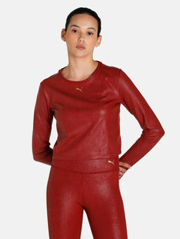 Puma - Moto Fitted Long Sleeve Women Red T-shirt