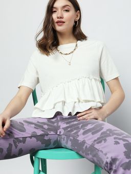 VERO MODA - White Ruffle Detail Knit Top