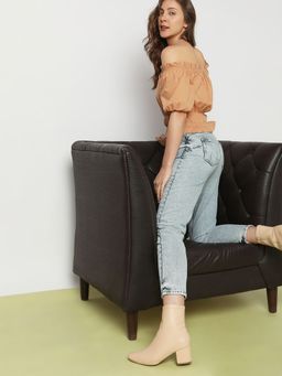 VERO MODA - Brown Off-Shoulder Top