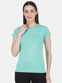 Rock.it - Turquoise Blue Solid Round Neck Top