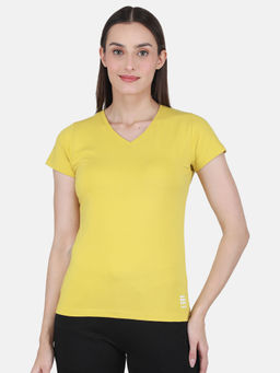 Rock.it - Yellow Solid V Neck Top