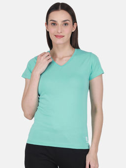 Rock.it - Turquoise Blue Solid V Neck Top