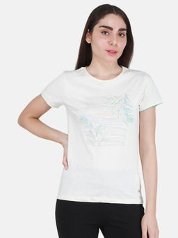 Monte Carlo - Off White Printed Round Neck Top