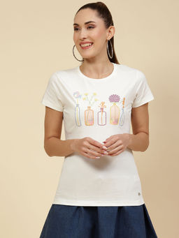 Monte Carlo - Off White Embroidered Round Neck Top