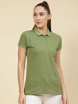 Monte Carlo - Green Printed Collar T-Shirt