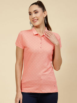 Monte Carlo - Peach Printed Collar T-Shirt