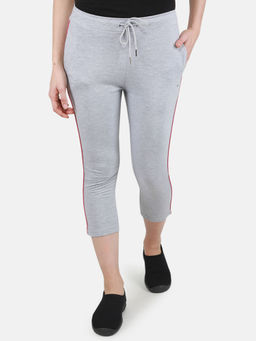 Monte Carlo - Grey Melange Solid Regular Fit Capri