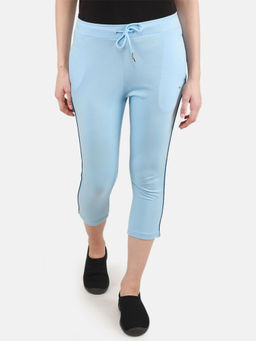 Monte Carlo - Sky Blue Solid Regular Fit Capri