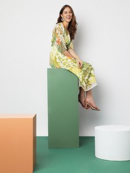 VERO MODA - Green Tropical Print Midi Dress