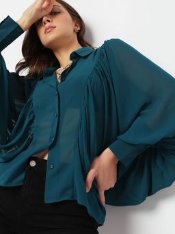VERO MODA - Green Voluminous Sleeves Shirt