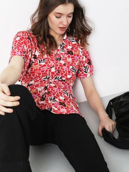 VERO MODA - Red Printed Peplum Top