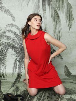 VERO MODA - Red High Neck Shift Dress