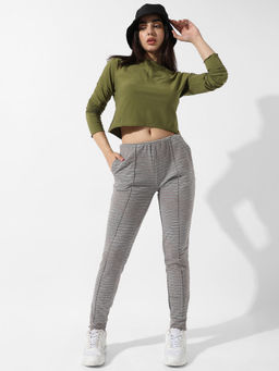 PINACOLADA - Women Solid Olive Green Crop Top