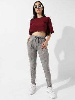 PINACOLADA - Women Solid Maroon Boxy Crop Top
