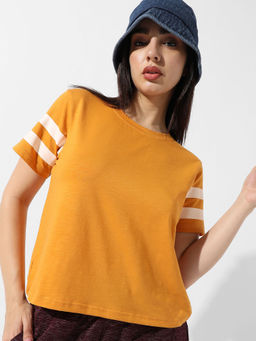 PINACOLADA - Women Solid Mustard Yellow Boxy Top