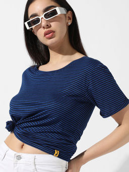 PINACOLADA - Women Indigo Blue Striped Top