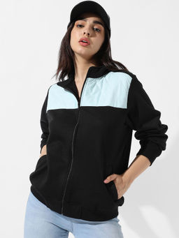 Campus Sutra - Women Black Colour Blocked Jacket