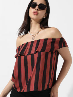 PINACOLADA - Women Striped Off-Shoulder Top