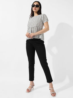 PINACOLADA - Women White Printed Peplum Top