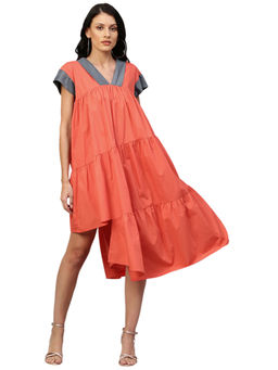 Echke - V-neck Tiered Dress