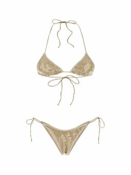 Oseree - Beige Embellished Swimsuit (M)