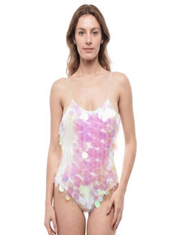 Oseree - White Embellished Swimsuit (M)