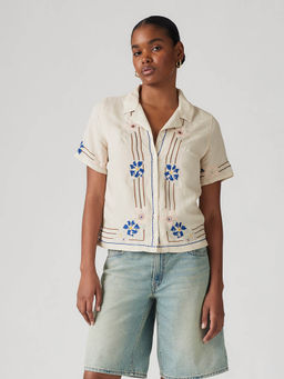 Levi's - Womens Embroidered Camp Casual Shirt