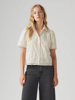 Levi's - Womens Schiffli Spread Collar Casual Shirt