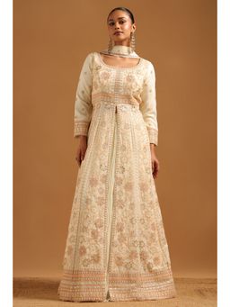 Soch - Cream Floral Lehenga with Kurta and Dupatta