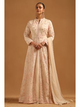 Soch - Cream Embroidered Lehenga with Kurta and Dupatta