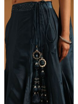 Soch - Navy Blue Embroidered
                  Lehenga with Choli-Unstitched Sleeves and Dupatta - 6