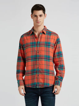 Pepe Jeans - Orange & Blue Checks Full Sleeve Shirt