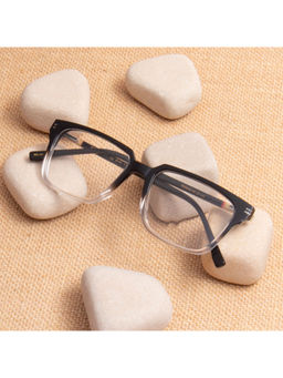 TED SMITH - Unisex Black & Transparent Square Premium Italian Frame