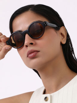 Haute Sauce - Womens The Scholar Round Sunglasses - Coffee Brown