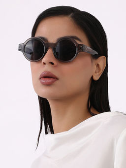 Haute Sauce - Womens The Scholar Round Sunglasses - Charcoal Grey