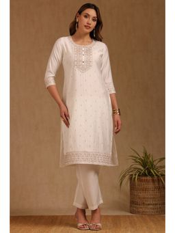 Soch - Off White Art Silk Embroidered Kurta and Pant
