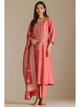Soch - Pink Muslin Embroidered Kurta and Pant with Dupatta