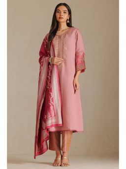 Soch - Pink Muslin Embroidered Kurta and Pant with Dupatta
