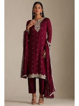 Soch - Wine Kurta and Pant with Dupatta