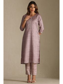 Soch - Lavender Art Silk Striped Kurta and Pant