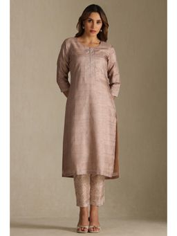 Soch - Mauve Art Silk Striped Kurta and Pant