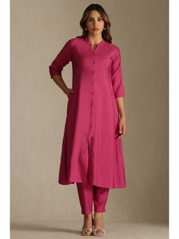 Soch - Pink Art Silk Solid Kurta and Pant